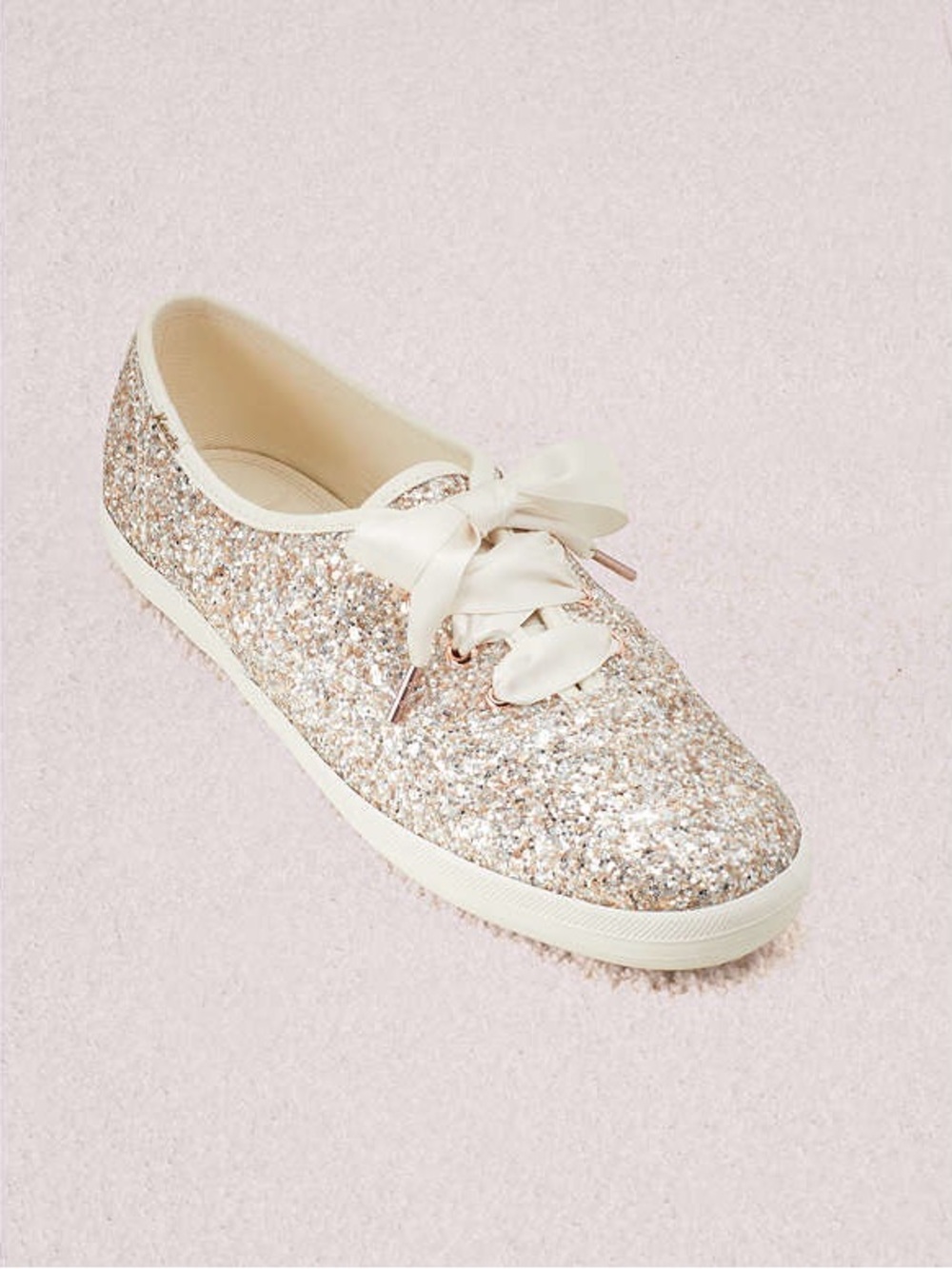 NEW Kate Spade x Keds Glitter Sneakers Satin Ribbon Lace Shoes 9